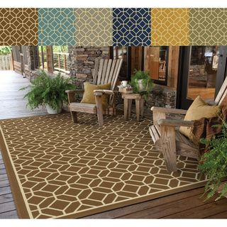 Indoor/ Outdoor Geometric Tile Polypropylene Rug (6'7 x 9'6) Style Haven 5x8   6x9 Rugs