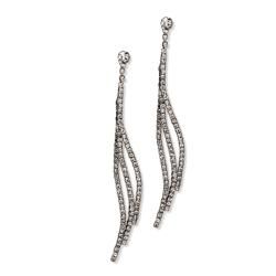 Isabella Collection Black Ruthenium plated Grey Crystal Drop Earrings Palm Beach Jewelry Crystal, Glass & Bead Earrings