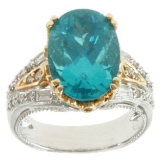 Michael Valitutti 14K Two tone Gold Blue Paraiba Apatite and Diamond Ring Michael Valitutti Gemstone Rings