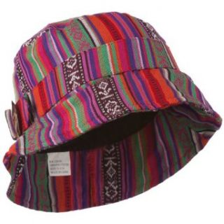 Women's Tribal Print Bucket Hat With Coconut Ring Buckle   Bright Tribal Print OSFM