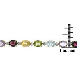 Glitzy Rocks 18k Gold over Silver 27.3 CTW Multi gemstone and Diamond Accent Bracelet Glitzy Rocks Gemstone Bracelets