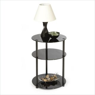 Convenience Concepts Classic Glass 3 Tier Round Accent Table in Black   R2 227