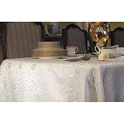 Floral Jacquard 61x95 inch Rectangular Pearl Tablecloth Table Linens