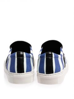 Striped canvas slip on trainers  Mother Of Pearl  MATCHESFAS