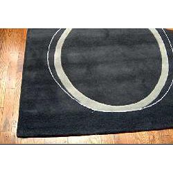Handmade Soho Circles Charcoal Grey N. Z. Wool Rug (9'6 x 13'6) Safavieh 7x9   10x14 Rugs