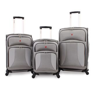 Swiss Gear 3 piece Grey Expandable Spinner Upright Luggage Set Swiss Gear Three piece Sets
