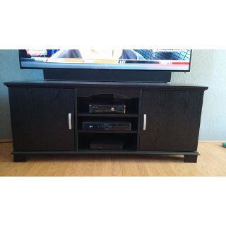 Walker Edison 60 Inch Wood TV Stand Console with Mount, Black   Home Entertainment Centers