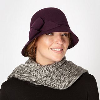 Betty Jackson.Black Designer purple soft knot cloche hat