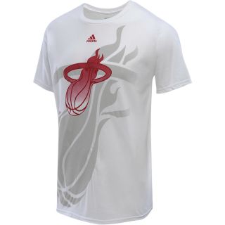 adidas Mens Miami Heat NBA Draft Short Sleeve T Shirt   Size L, White