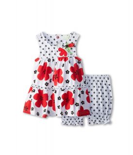 le top Love Bug Big Flower Tiered Dress Bloomer Flower Love Bug Girls Sets (Red)
