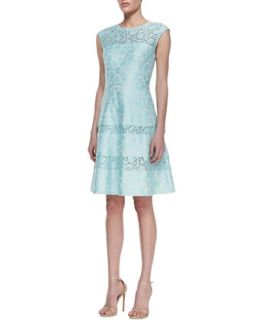 Womens Tiered Lace Cap Sleeve Cocktail Dress, Mint   Kay Unger New York   Mint