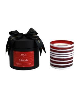Scarlet Botanic Candle in Thick Striped Artisan Vessel   D.L. & Company   Tan