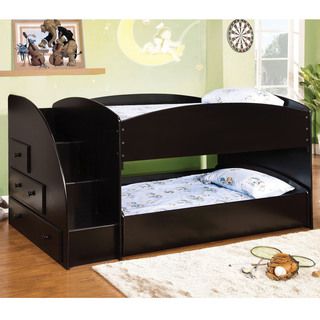 Furniture Of America Krasila Classic Twin Over Twin Bunk Bed With Storage