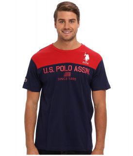 U.S. Polo Assn Color Block T shirt Mens Short Sleeve Pullover (Beige)