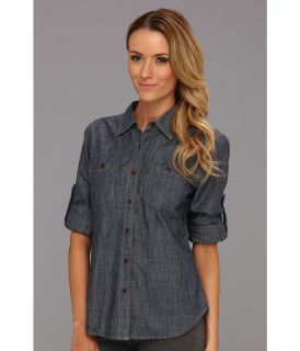 Dockers Misses The Chambray Shirt Womens Long Sleeve Button Up (Gray)