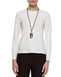 Womens Long Sleeve Jersey Tee   Eileen Fisher   White (LARGE (14/16))