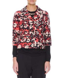Womens Poppy Floral Print 3/4 Sleeve Jacket   Marni   Raspberry (40/4)