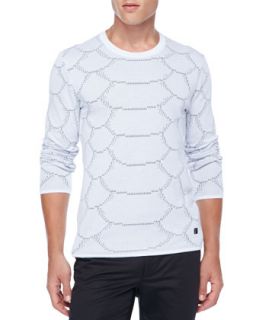 Mens Python Perforated Tee, White   Versace Collection   White (X LARGE)