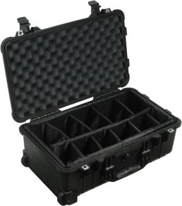 Pelican 1514 Case, 22 x 13.81 x 9 Medium Carry On Case w/ Padded Dividers amp; Foam Black