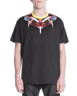 Mens Printed Neck Jersey Tee, Black   Givenchy   Black (X SMALL)
