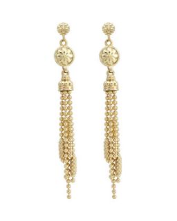 18k Gold Caviar Chain Tassel Earrings   Lagos   Gold (18k )