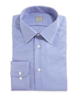Mens Long Sleeve Texture Woven Dress Shirt, Blue   Ike Behar   Blue (16R)