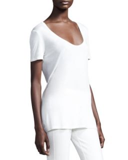 Womens Scoop Neck Jersey Tee   THE ROW   White (SMALL)
