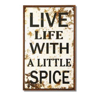 Adeco Vintage Decorative Wall Plaque Saying "Live Life With A Little Spice" Home Decor  