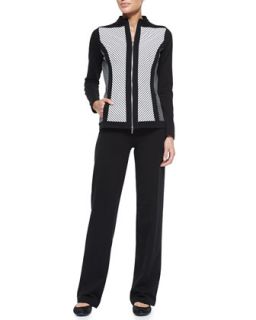 Womens Striped Jacket & Solid Pant Jogset   Black/White (X LARGE (16))