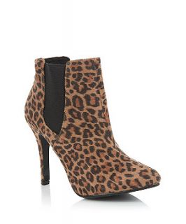 Brown Leopard Print Chelsea Pointed Shoe Boots