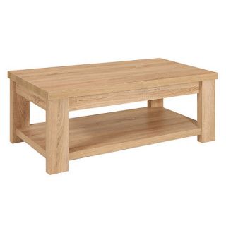 Washed oak effect Cleves coffee table with shelf