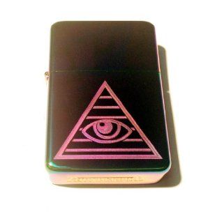 Vector KGM Thunderbird Custom Lighter   All Seeing Eye Pyramid Logo Sparkle Prism Rainbow Polish Chrome Rare 