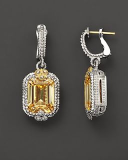 Judith Ripka Sterling Silver and 18K Gold Estate Double Drop Earrings With Canary Crystal And White Sapphires's