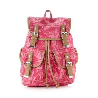 Red Herring Pink heart printed canvas backpack