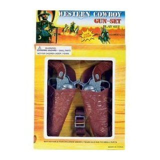 COWBOY DOUBLE GUN AND HOLSTER SET BROWN OR BLACK SENT AT RANDOM   FOR KIDS ONLY  NOT SUITABLE FOR ADULTS  APPROX 6 1/2" IN SIZE (PLEASE SEE PHOTOS 1 AND 2 FOR 2 DESIGNS BEING SHIPPED AT RANDOM) Children, Kids, Game Toys & Games