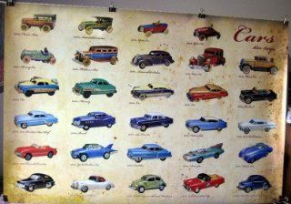 Cars tin toys history POSTER 34 x 23.5 with 29 toys from 1920s through 50s (poster sent from USA in PVC pipe)  Prints  