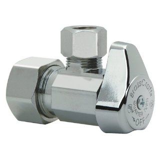BrassCraft G2CR19X C1 1/2 in. NOM Comp Inlet x 3/8 in. OD Compression Outlet Chrome Plated Brass 1/4 Turn Angle Valve   Faucet Valves  
