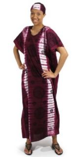Sun Flower Tye Dye Tie Dye Tie Dye Print Cotton Caftan Kaftan with Matching Headwrap   Available in Several Fashion Colors (Purple) Clothing
