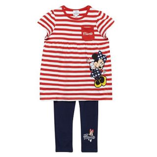 Disney Girls red Minnie Mouse striped tunic and leggings set