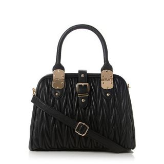 Dune Black synthetic dilted quilted structured frame handbag