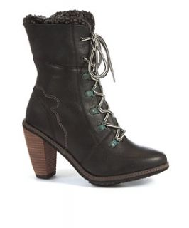 Feud Black Leather Lace Up Hiker Boots