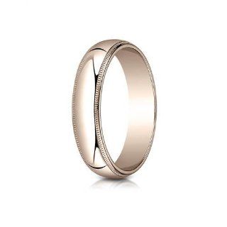 14K Rose Gold 5mm Slightly Domed Traditional Oval Ring with Milgrain Size 4 Jewelry