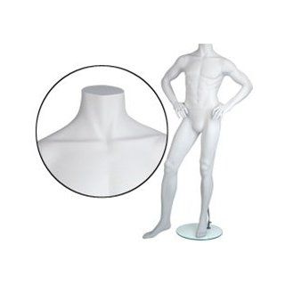 Male Mannequin   Headless, Hands on Hips, Right Leg Slightly Forward Cameo White/    Lot of 1 each  Science Education 