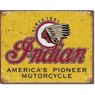 Indian Motorcycles Since 1901 Tin Sign 16" X 12.5", 16x12   Indian Thermometer