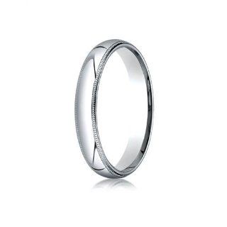 10K White Gold 4mm Slightly Domed Standard Comfort Fit Ring with Milgrain Size 7 Jewelry Products Jewelry