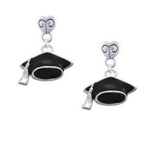 Graduation Cap Mini Heart Charm Earrings Delight Jewelry Jewelry