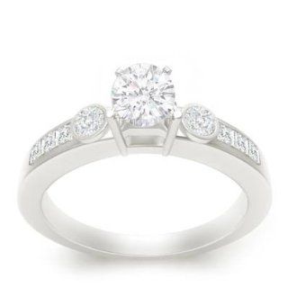 1.00Carat Round Diamond Engagement Ring Bridal Set Wedding Ring on 18K White Gold FineTresor Jewelry
