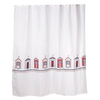 White 180 x 180cm beach huts shower curtain