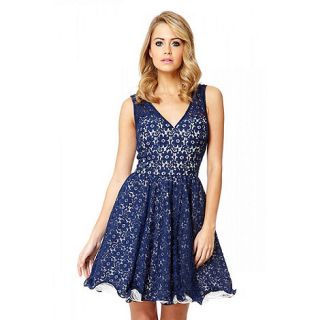 Quiz Navy And White Lace Prom Dress