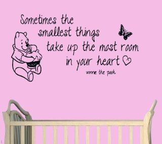 Winnie The Pooh Sometimes The Smallest Things Pooh Eating Honey Wall Sticker Home Decor Wall Decal Wall Art 25" inches Inspirational Quotes Famous Sayings Nursery Decal Wall Quote Christmas Sale Holiday Gift Stocking Stuffer 